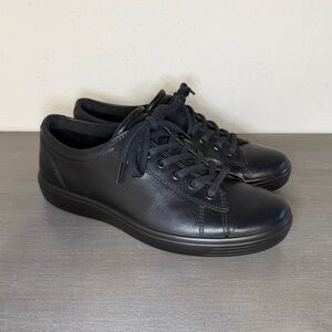 MENS ECCO SOFT 7 LEATHER SHOES SIZE 41 EU -7 - 7.5 US BLACK SNEAKERS GORE-TEX